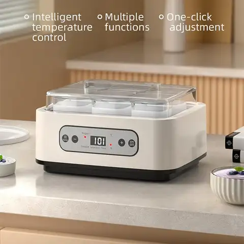 Electric Yogurt Maker 15W Adjustable Thermostat Automatic Yogurt Making Tool with 6 cups for Homemade DIY Dining Room