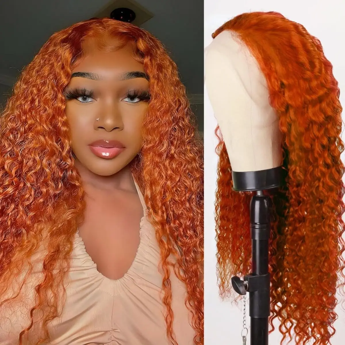 38 Inch Ginger Wig Human Hair Orange Lace Front Wigs Human Hair 200% Density 13x4 Ginger Curly Lace Frontal Wigs Human Hair wig