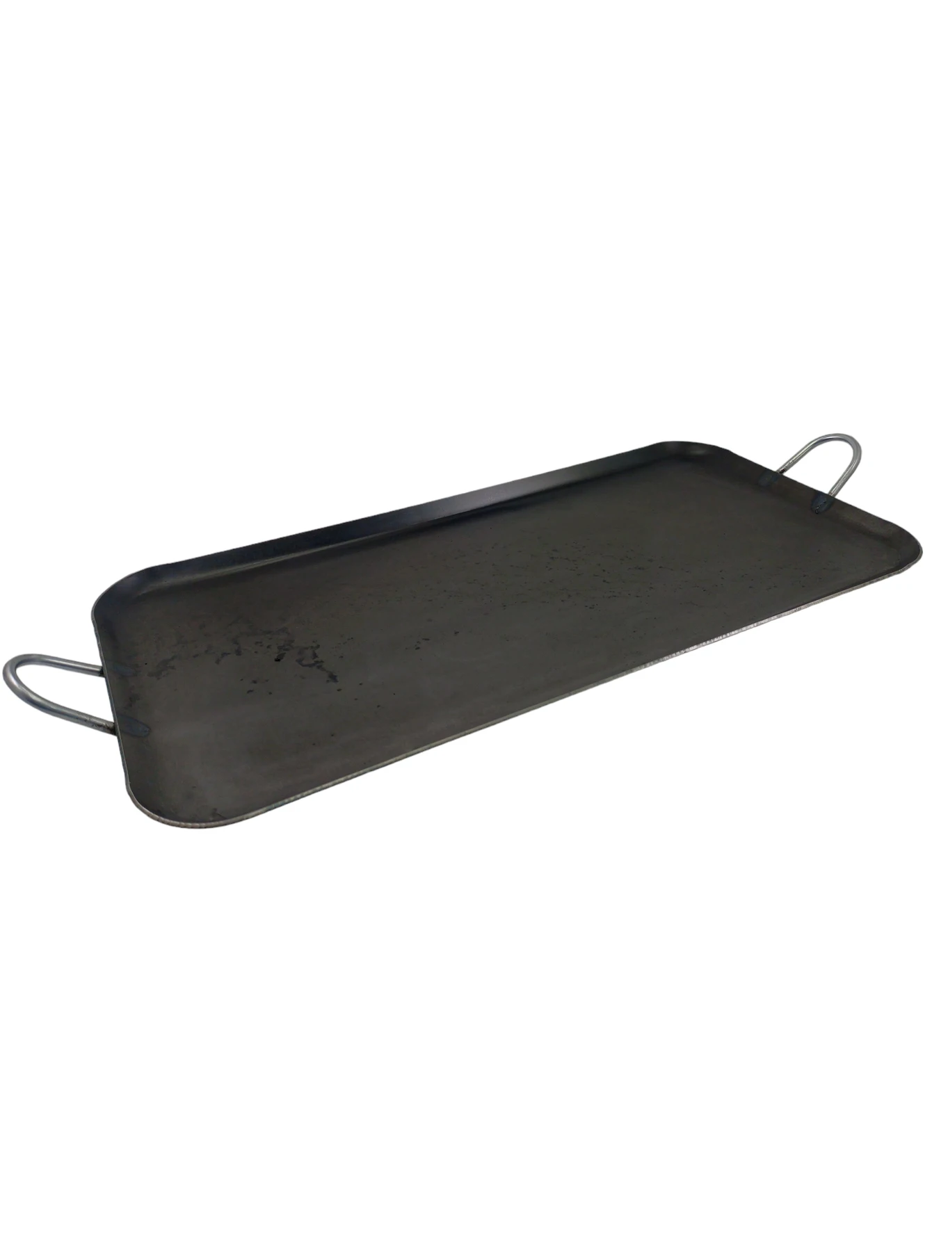 Comal plancha de 40 x 20 para dos quemadores, con 2 agarraderas, Ideal para calentar tortillas o asar, placa negra de fierro dulce.