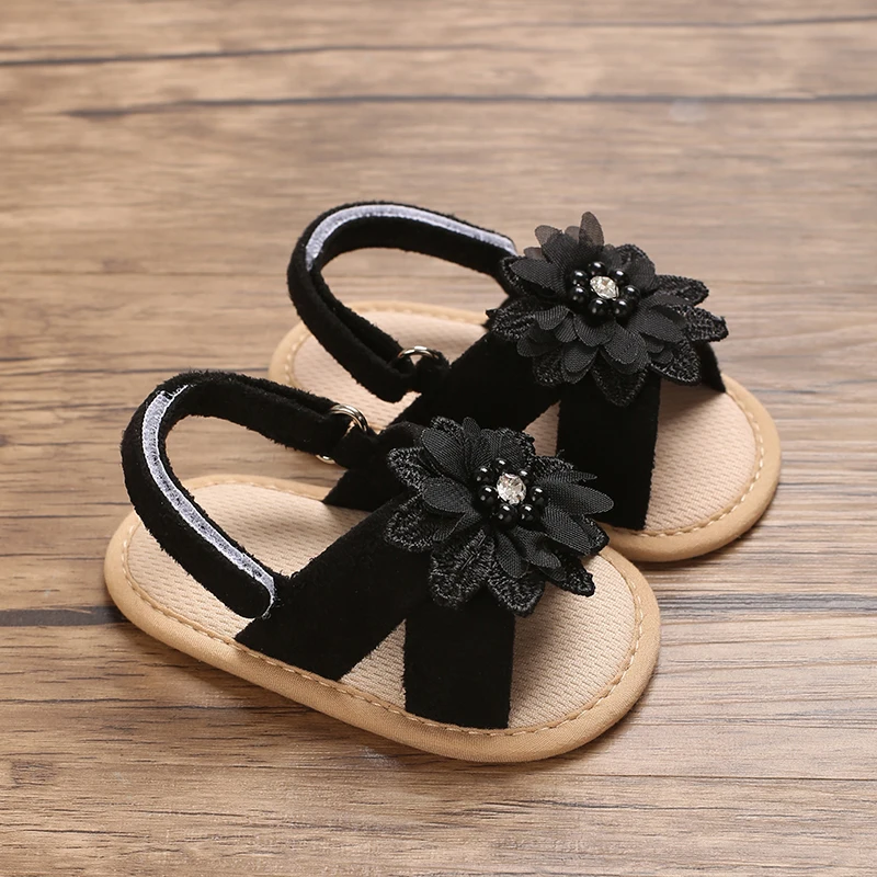 New 0-12 Month Baby Anti Slip First Walking Shoes Sweet Flower Sandals For Baby Girls Summer Soft Soled Flat Bottomed Princess