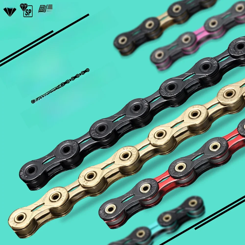 AliExpress NONE Original SUMC 11s Chain Diamond Like Coating 11 Speed Bicycle SX11SL MTB Ultralight Road Bike Chains Full hollow Chainset Parts