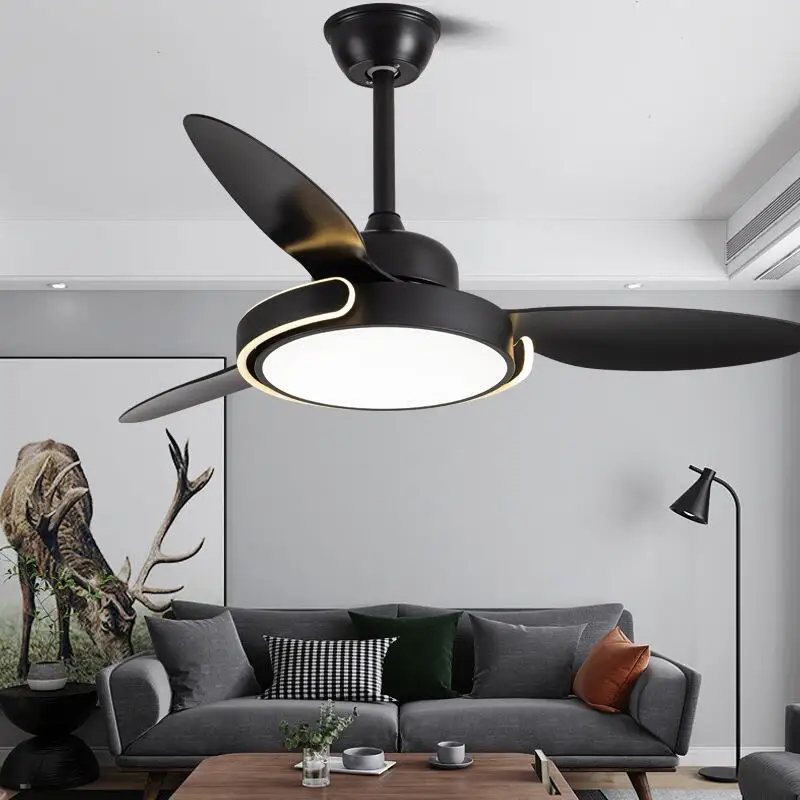 Modern Simple Fan Light 42 52 Inch Frequency Conversion Nordic Ceiling Fan Light Restaurant Creative Ceiling Low Floor Fan Light