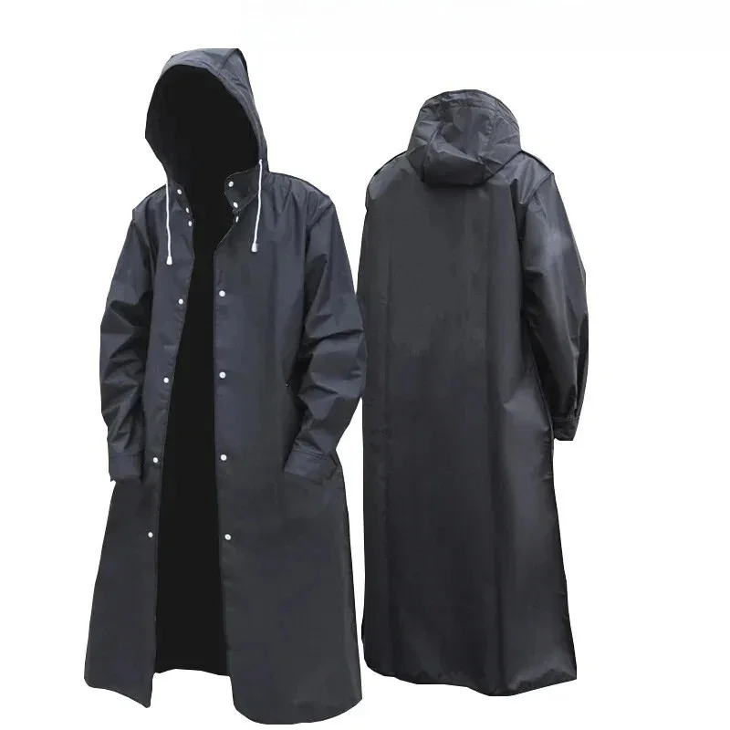 AliExpress NONE Black Fashion Adult Waterproof Long Raincoat Women's Men's Raincoat Hooded Outdoor Motorcycle, Cycling, Hiking, Fishing