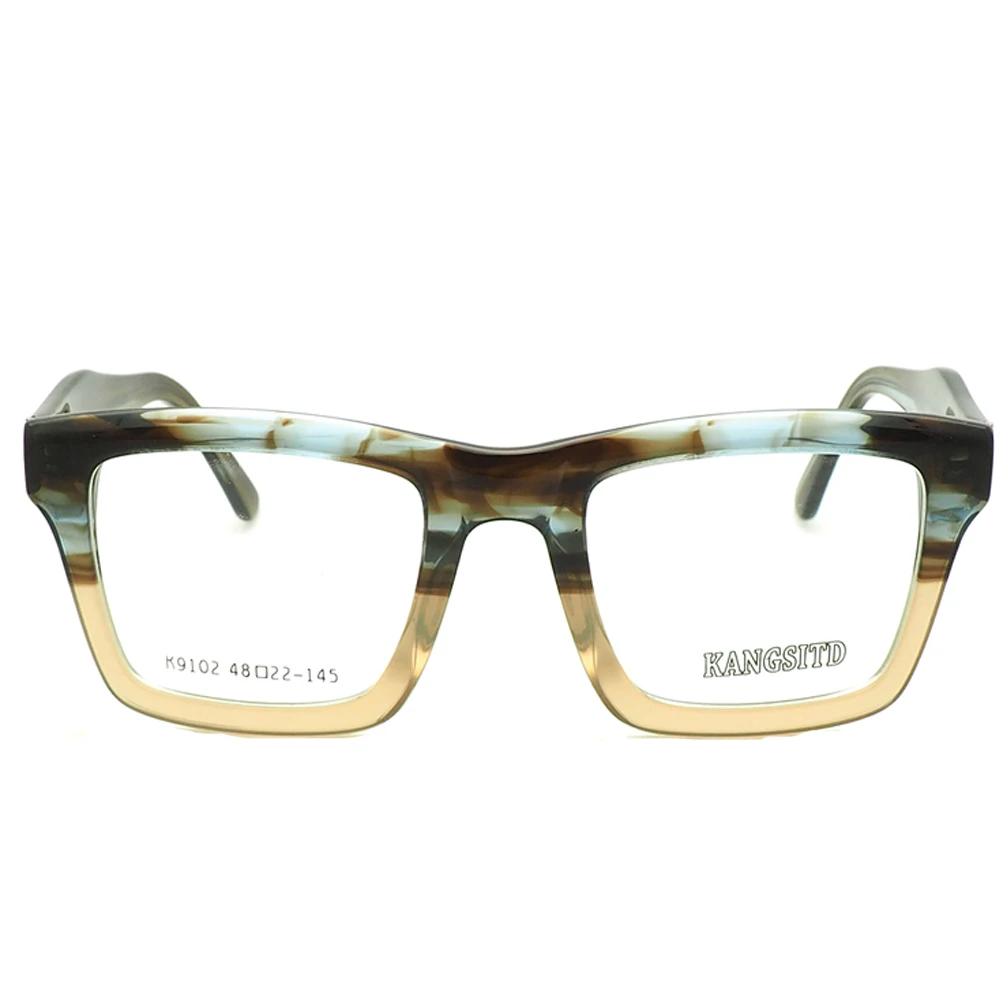 Trendy Vintage Men Handmade Optical Glasses Frames Women Square Eyeglasses Frames Oversized Prescription Retro Spectacles Blue