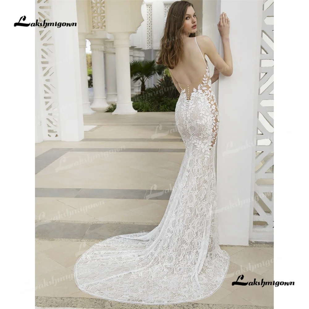 Lakshmigown V Neck Mermaid Wedding Dress 2025 Backless Court Train Wedding Gown Customized vestidos de novia웨딩드레스vestidos para mu