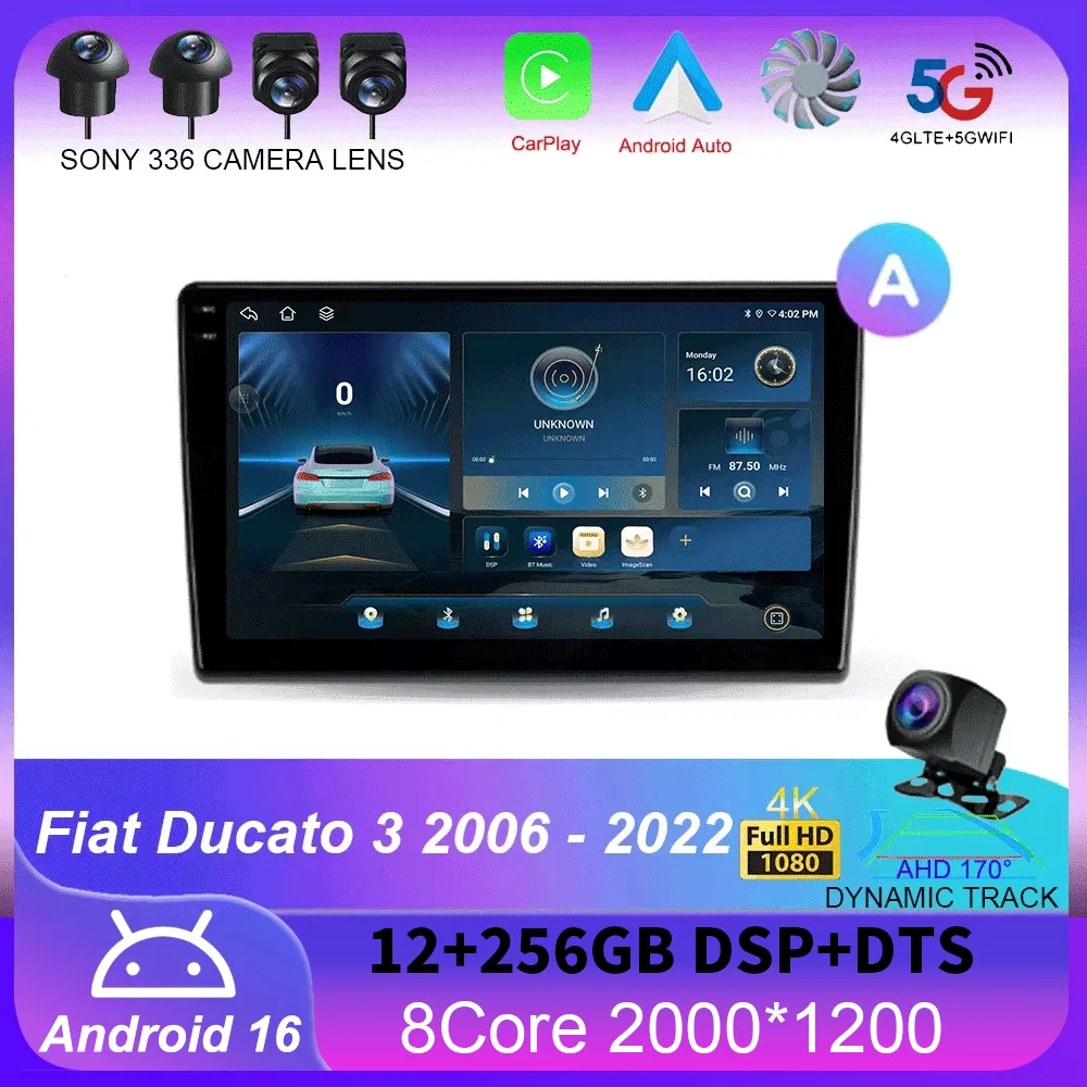 For Fiat Ducato 3 2006 - 2022 For Peugeot Boxer 2 2006 - 2022 Car Radio Navigation Multimedia Video Player Stereo Android 16
