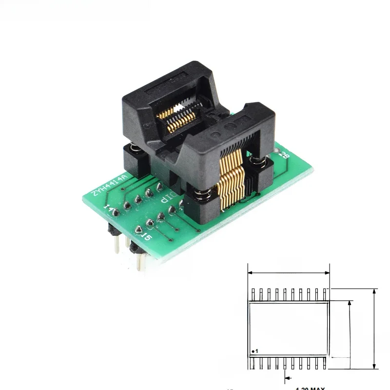 1 sztuk Ssop20 Tssop20 do Dip20 gniazdo adaptera programatora Tssop do Dip konwerter układ testowy Ic Ots-20(28)-0.65-01 dla skoku 0.65mm — zdjęcie 2