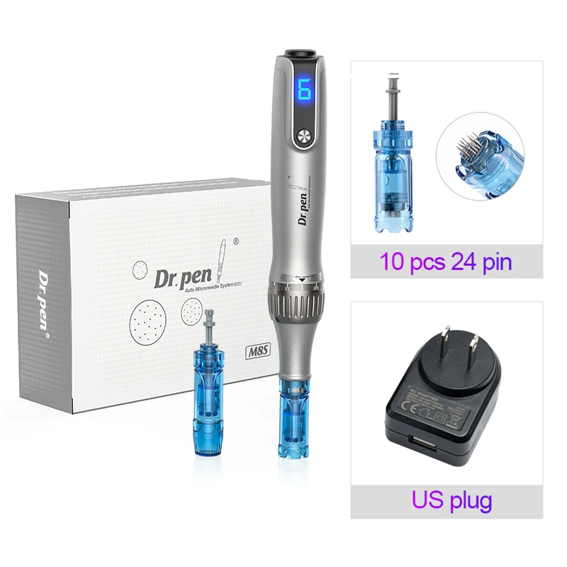 Dr. Pen M 8S Micronaaldling Pen Met 12 Vervangende Cartridges Draadloze Derma Micronaaldle Penset Professionele Huidverzorgingstools