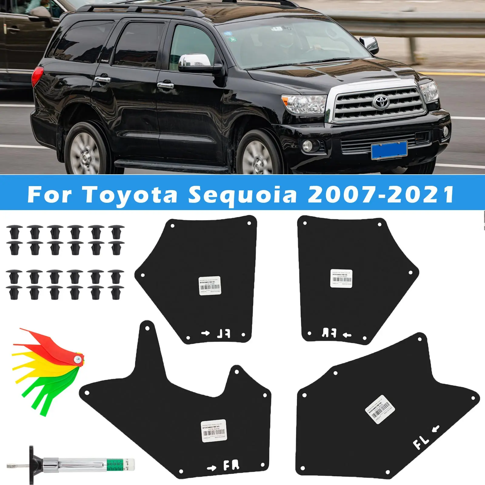 Engine Splash Guards Splash Shield Seals For Toyota Sequoia 2007-2021 Sport Utility Car Mudguards Front Fender Liner Mud Flaps