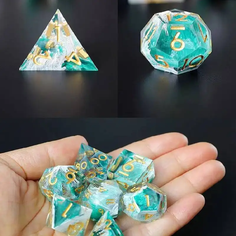 

7PCS Resin edge dice Resin Cubes Polyhedral Dice Set RPG DND Dice for Dungeon and Dragons Games Dice role playing dice