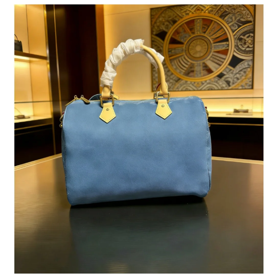 

New Size 30*21CM Women's High Quality Fashion Letter-printed Large-capacity Denim Pillowcase No Box