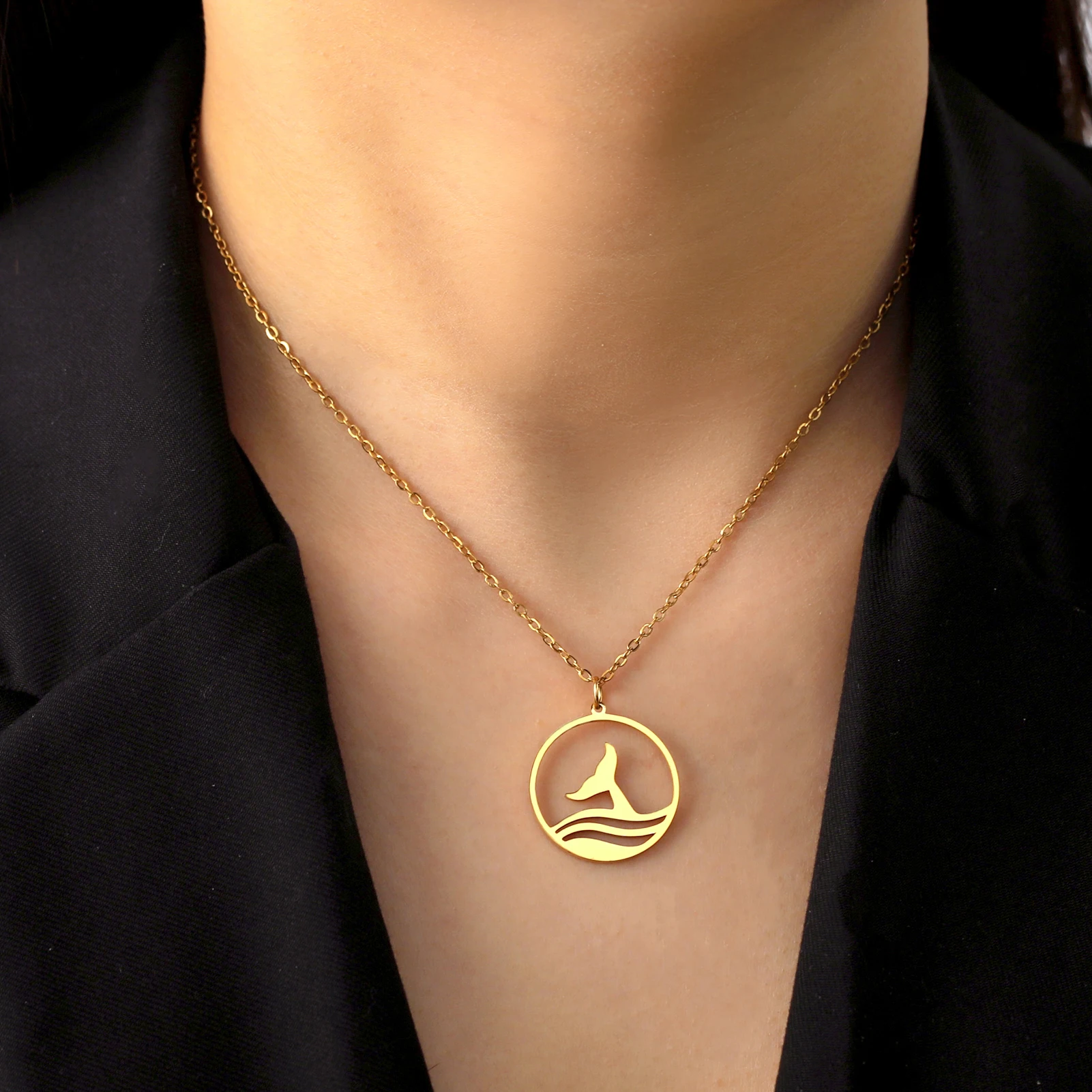 COOLTIME Sea Wave Halskette für Frauen Männer Kind Kind Ozean Surf Kette Halsreif Edelstahl Anhänger Halsketten Schmuck Geschenk – Detail 17