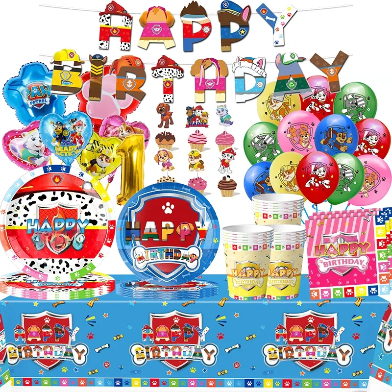 PAW Patrol – Kit de ballons en aluminium pour décoration d'anniversaire, bannière de table, arrière-plan de chien Chase Marshall Skye, fournitures de fête pour garçons