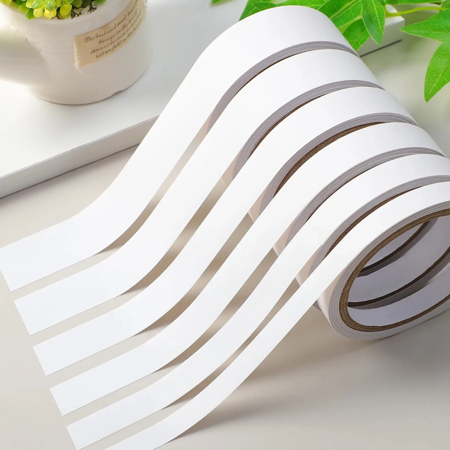 1PC 10m/393.7in White border Thick sticker,peel stick,edge lines,self-adhesive wall decorative strips,cabinets, tables,room deco