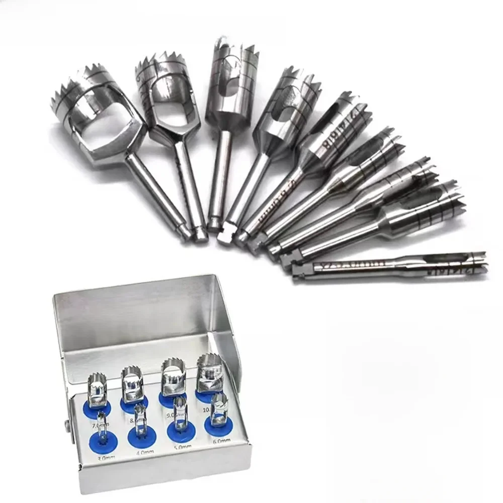8 sztuk implant dentystyczny kości Trephine z uchwytem do dezynfekcji wiertła do rękojeści instrument chirurgiczny wiertło do implantacji — zdjęcie 2