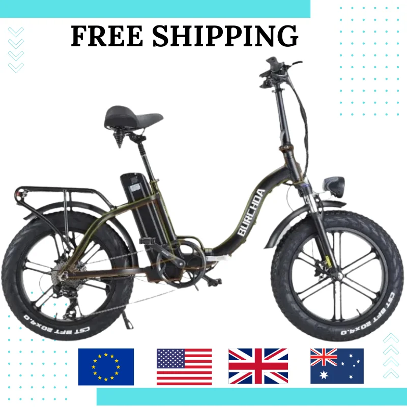 Bicicleta Elétrica R8S Poderosa 1000W 48V 20ah Bicicleta de Montanha para Adultos com Pneus Grossos de 20 Polegadas