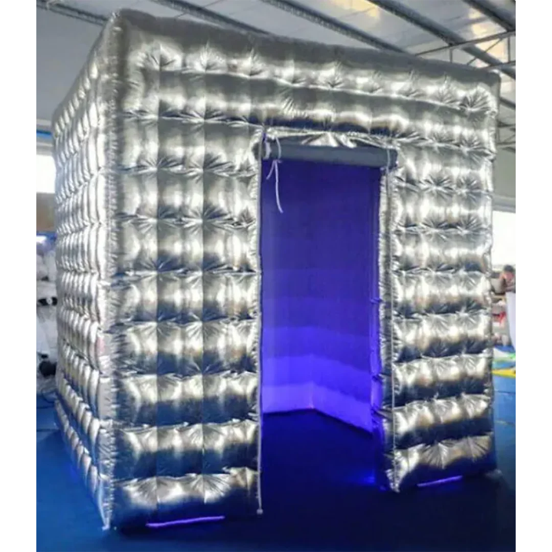 خيمة كابينة تصوير عملاقة قابلة للنفخ مع أضواء تغيير لون خلفية مناسبة للحفلات ومحطة سيلفي قابلة للتخصيص لترويج حفلات الزفاف #6