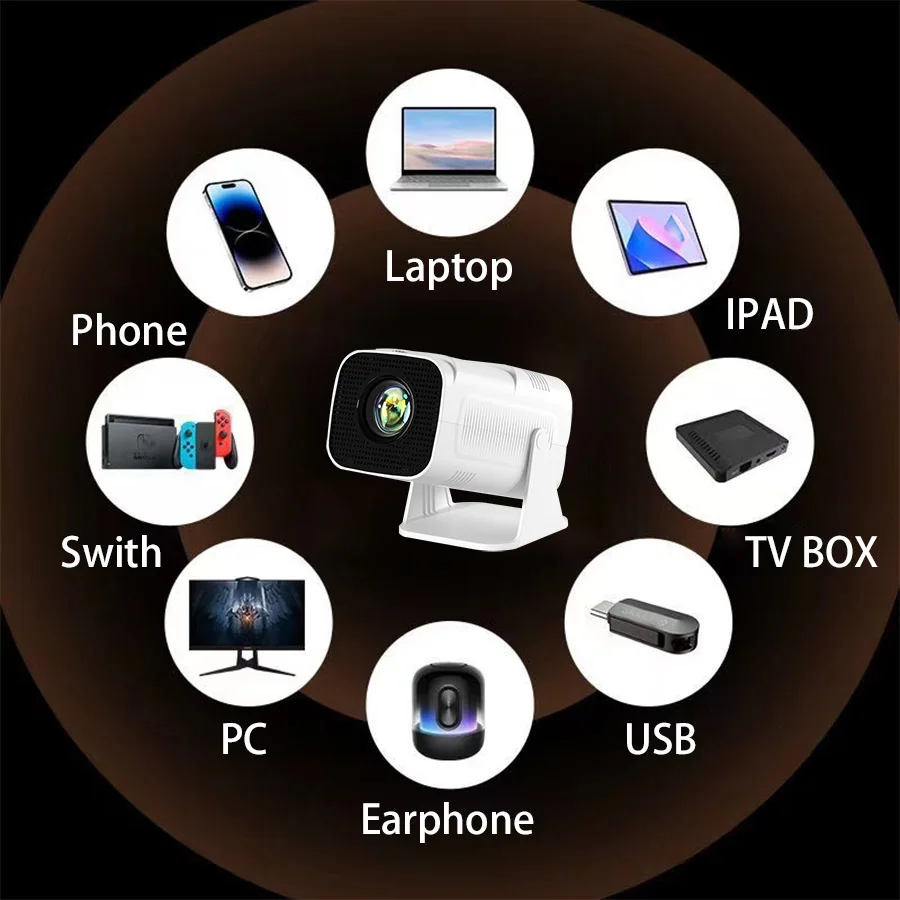 Proyector HD portátil 4K 1280x720P Android LED Video Cine en casa Cine Teléfono mini Proyector Película