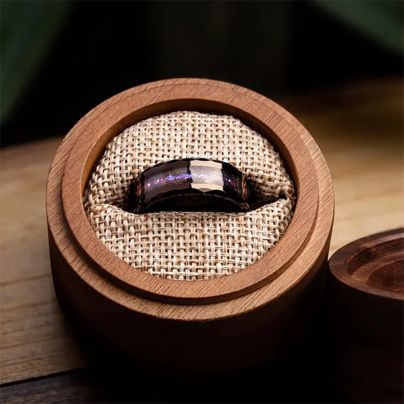 Black Tungsten Carbide Galaxy Wedding Band Ring for Men