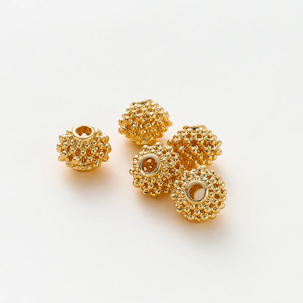 5 pz/lotto 8*10mm 14K 18K Color oro rotondo distanziatore perline collana decorare perline all\'ingrosso per gioielli fai da te che fanno accessori
