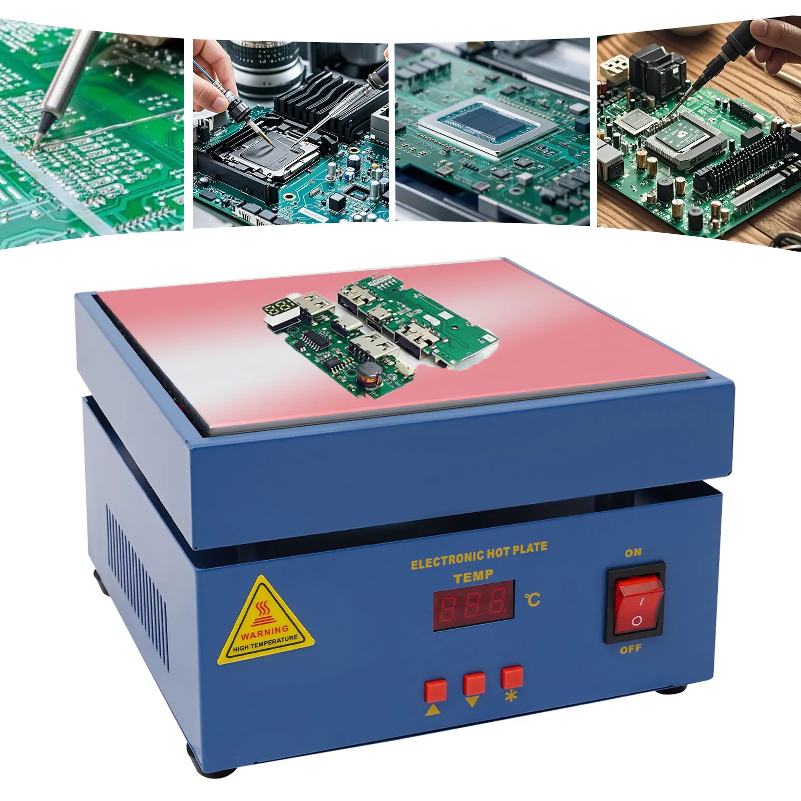 Estación de Soldadura de 800W, Placa Caliente de Soldadura Mejorada 50-350 ℃   Estación de Soldadura Eléctrica con Microcomputadora y Precalentamiento, Soldador con Pantalla Digital LCD de Alta Definición