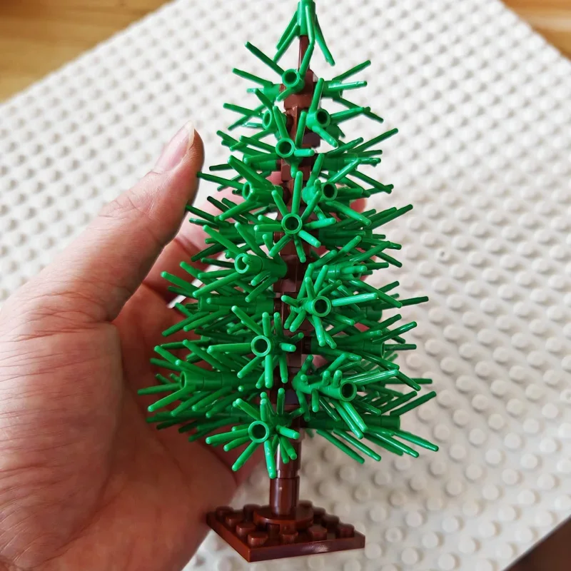 Modèle de petites nuits de construction, arbre de Noël, décorations de vacances, plante, paysage, compatible avec les blocs de construction LEGO