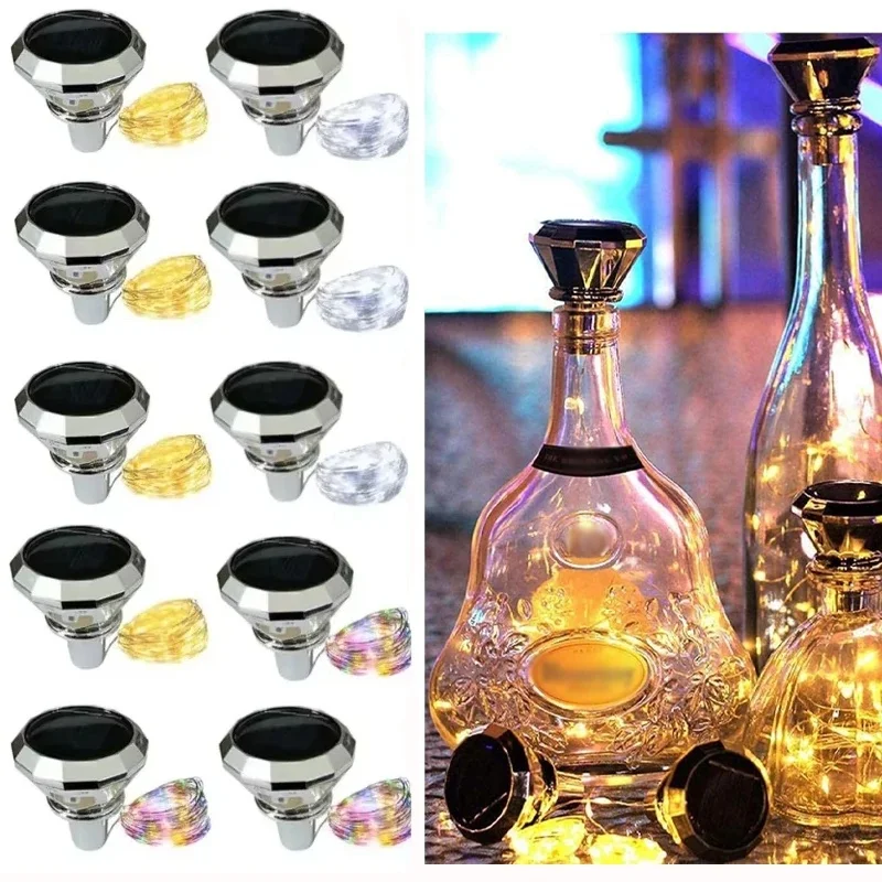Guirxiété lumineuse LED solaire pour bouteille de vin, lumières dégradées, décorations de Noël, maison, mariage, décoration de bar