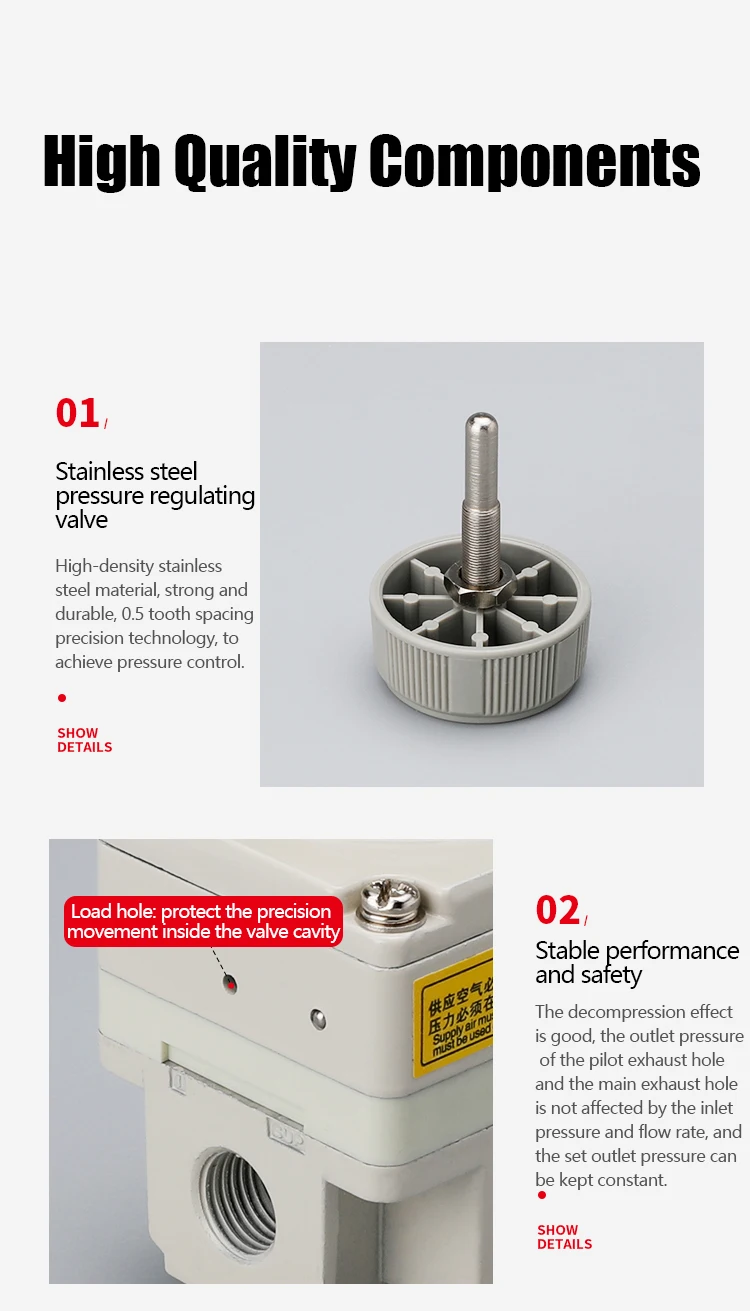 LAIZE Präzisions-Pneumatikdruckregler mit Manometerhalterung IR2000-02 IR2010-02 IR2020-02 – Detail 5