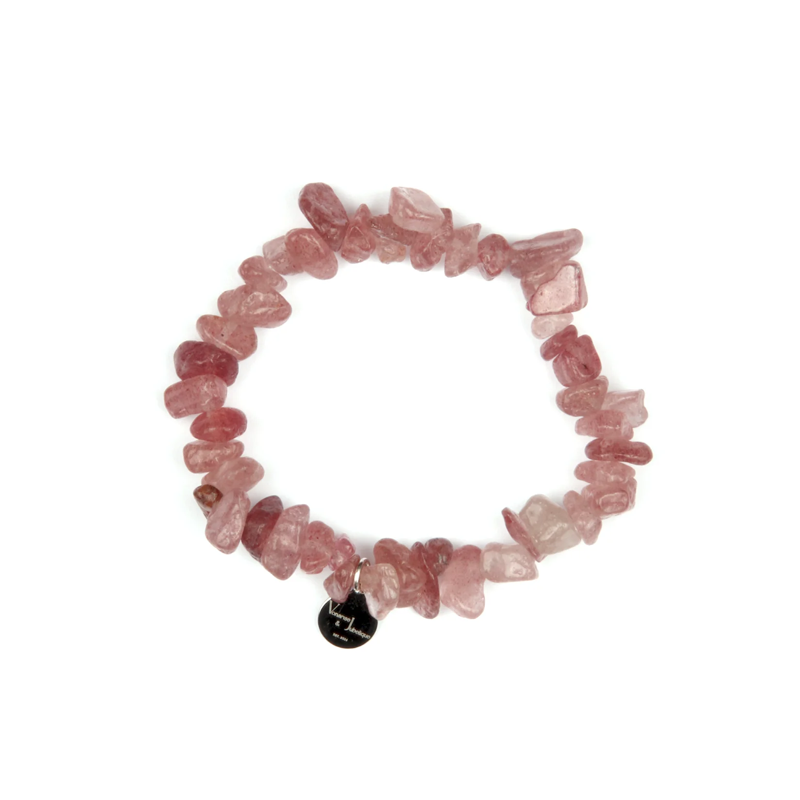 

Strawberry Rose Quartz Raw Shape Blush Heart Bracelet