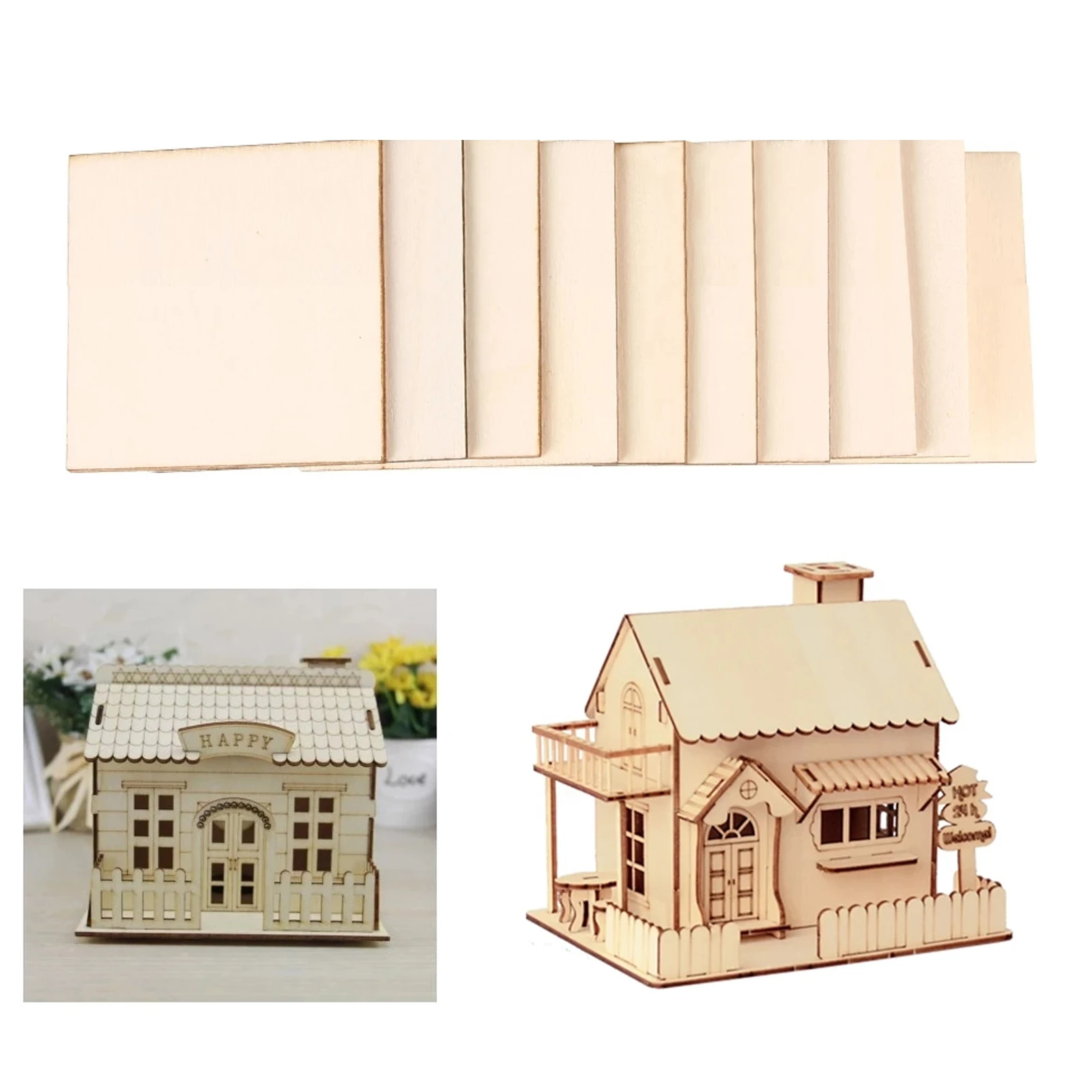 Plywood Sheet,10pcs 100*100*1.5mm Thin Balsawood,Unfinished Unpainted Basswood Plywood,Model Craft DIY Model Wood Plate