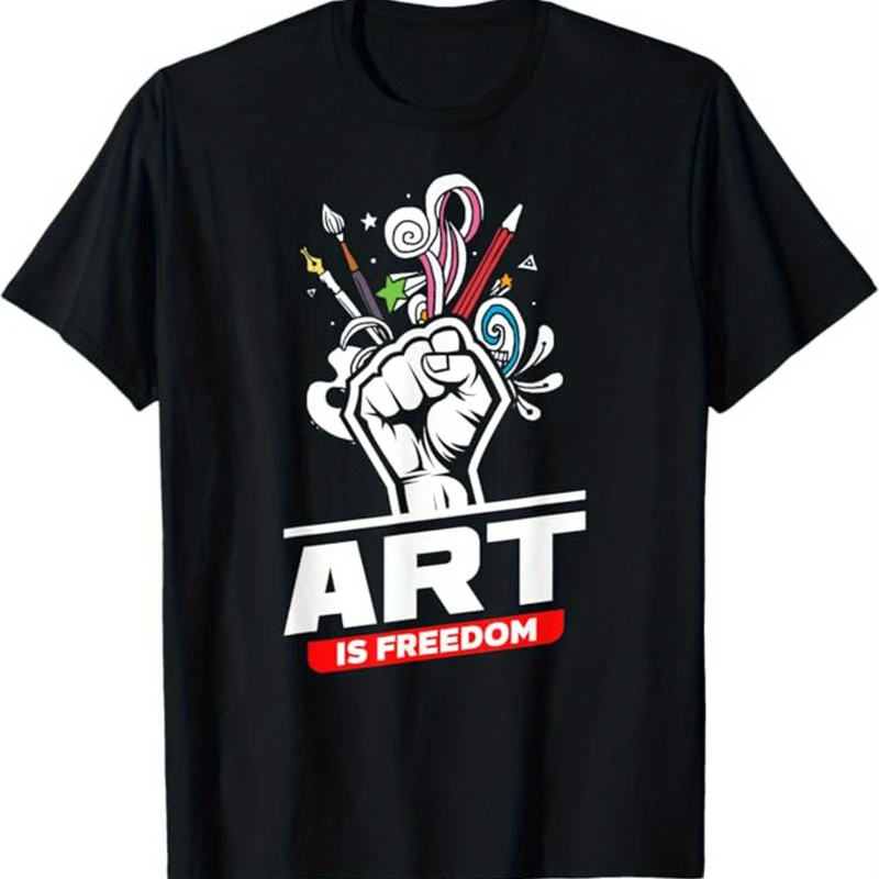 

Art Print Men's Cotton T-shirt Art Teacher Graphic Tee Men's Outdoor Clothes Men's Clothing Back To School Casual Short Sleeve