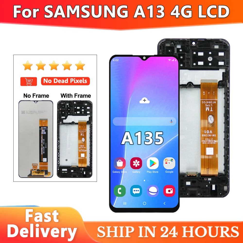 

Дисплей A135F для Samsung A13 4G ЖК-дисплей с цифровым преобразователем сенсорного экрана в сборе для Samsung A13 4G A135 A135U, SM-A135U1, экран дисплея