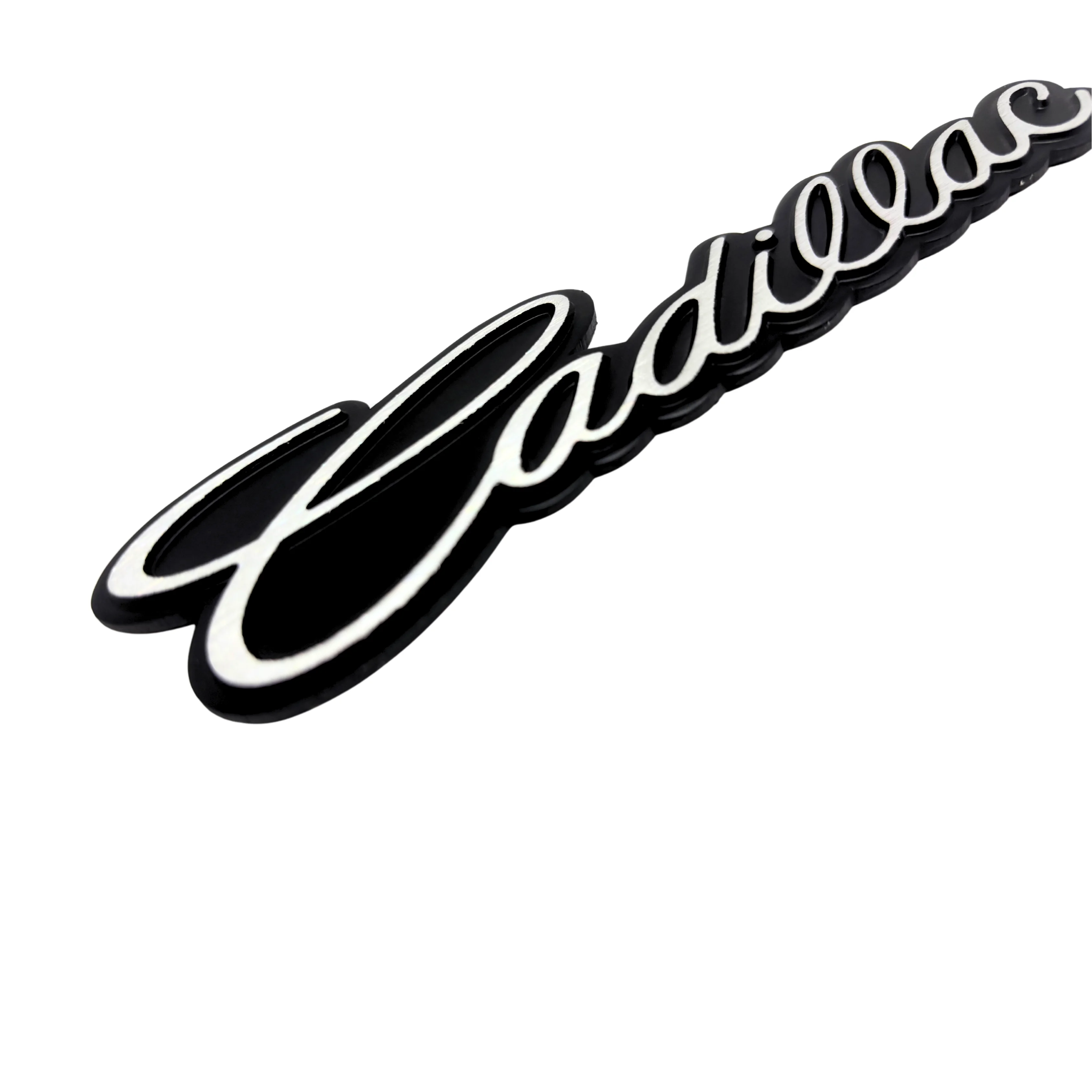 Emblema in metallo cromato e nero Cadillac – Distintivo parafango/bagagliaio (singolo)
