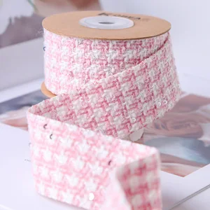 Baumwollwäsche bestickte Tweed -Netzband mit Pailletten handgefertigte Haarschnitte Banane Bananenclip Erwachsener Materialkunsthandwerk für Erwachsene 12 Hauptverkauf Tweed Tape - №6