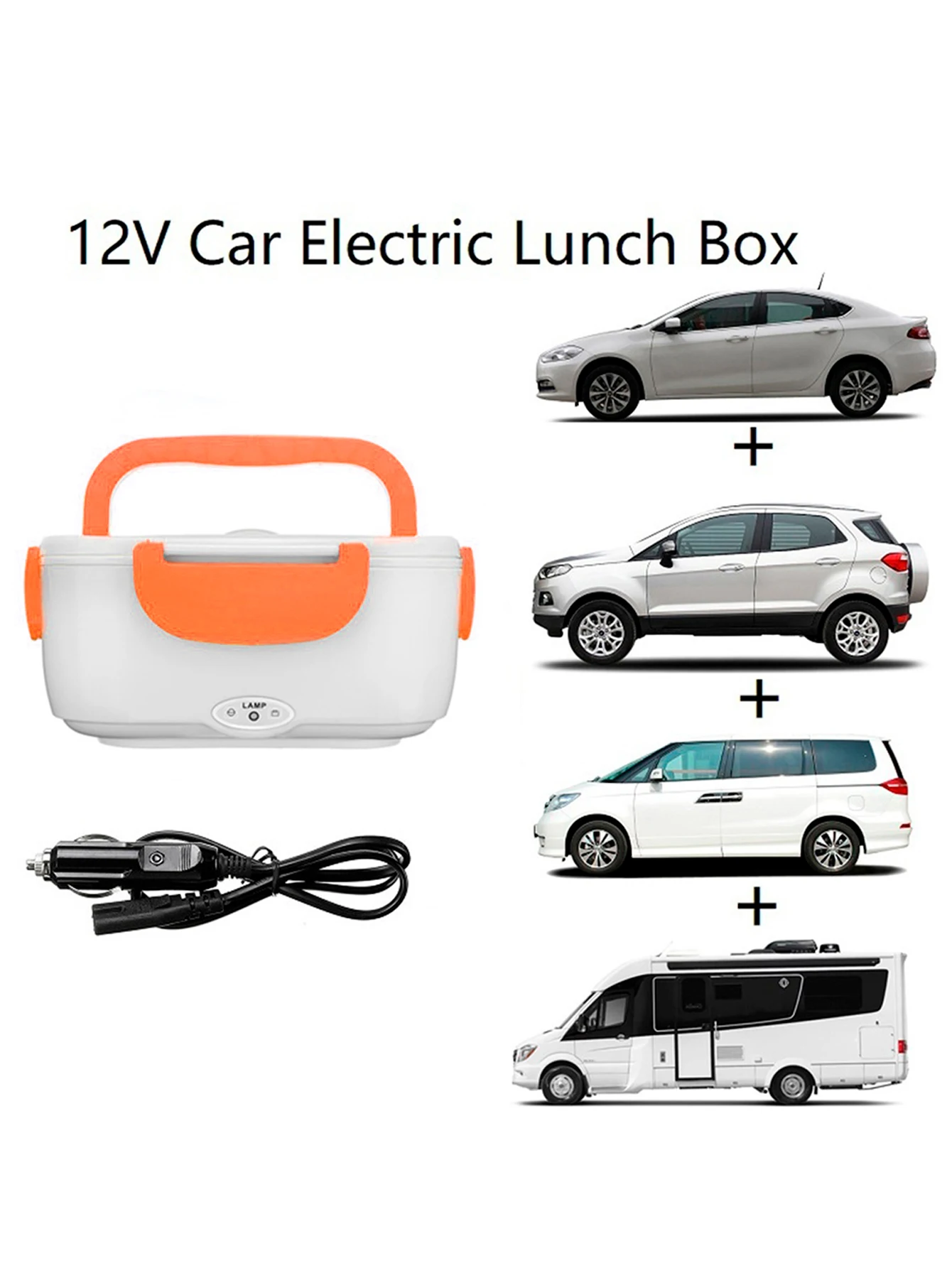 Functional electric picnic box car heater portable electric plastic lunch box for travel, school, work