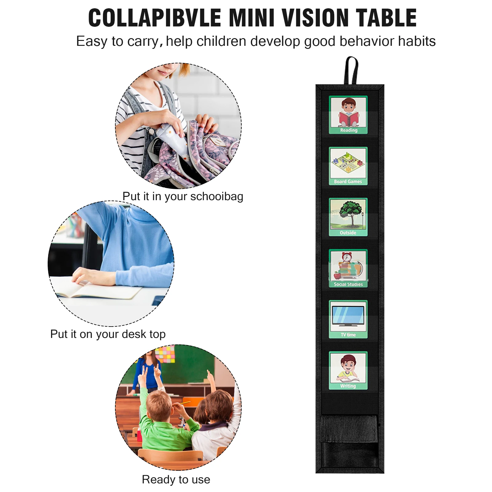 Kids Visual Schedule Calendar Chart, 2 in 1 Autism Children Daily Chore Routine Chart, Visual Timetable Daily Routine Chart