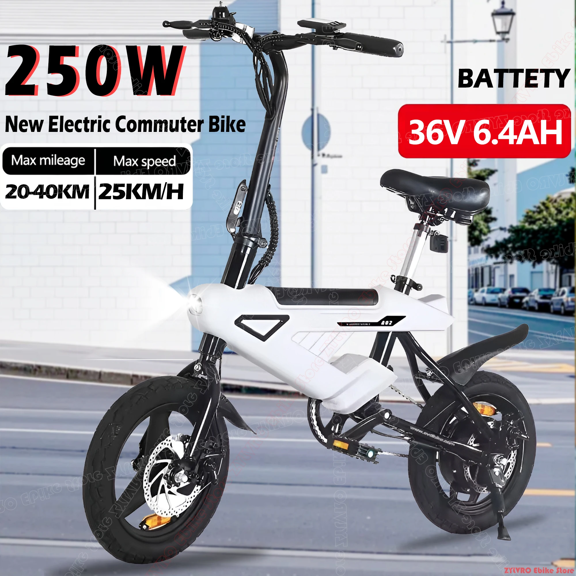 Nouveau vélo électrique conforme aux normes européennes 250W 36V 6.4Ah avec pneus de 14 pouces, vitesse maximale de 25 km/h, vélo électrique pliable pour adultes et enfants