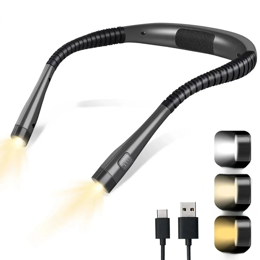 USB Reading Lamp for Bedroom, Pendurado Neck Lamp, Ajuste de mangueira, Proteção para os olhos,