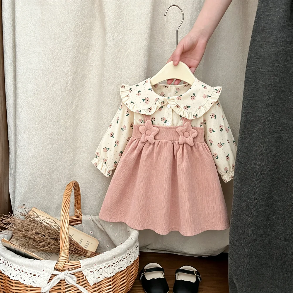 Girls' Dress Spring And Autumn Floral Cotton Long Sleeve Baby Girls' Dress Cute Princess Baby Dress Baby Girl Clothing