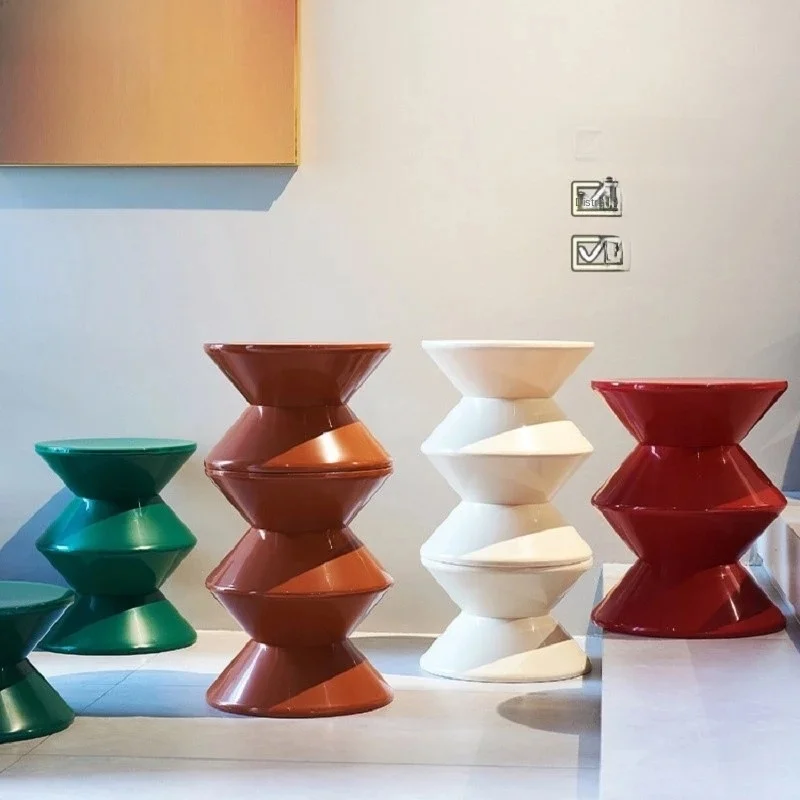 K-star Nordic Style Shoe Changing Stool Home Art Small Bench Simple Children Plastic Low Stool Creative Round Stool Hot 2024