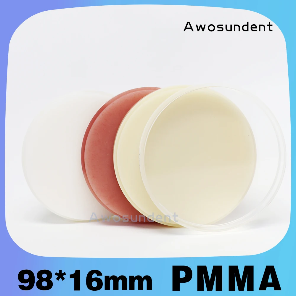 16mm ABCD 16 Colors BL1 BL2 BL3 Monolayer Dental PMMA Block Dental  Lab Material 98mm CadCam Milling  Pmma Resin Disc