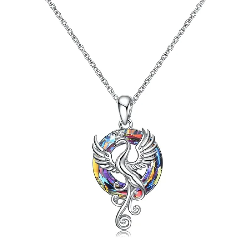 Fashion lovely Firebird crystal pendant necklace Lady colorful crystal phoenix wings pendant necklace beautiful birthday gift