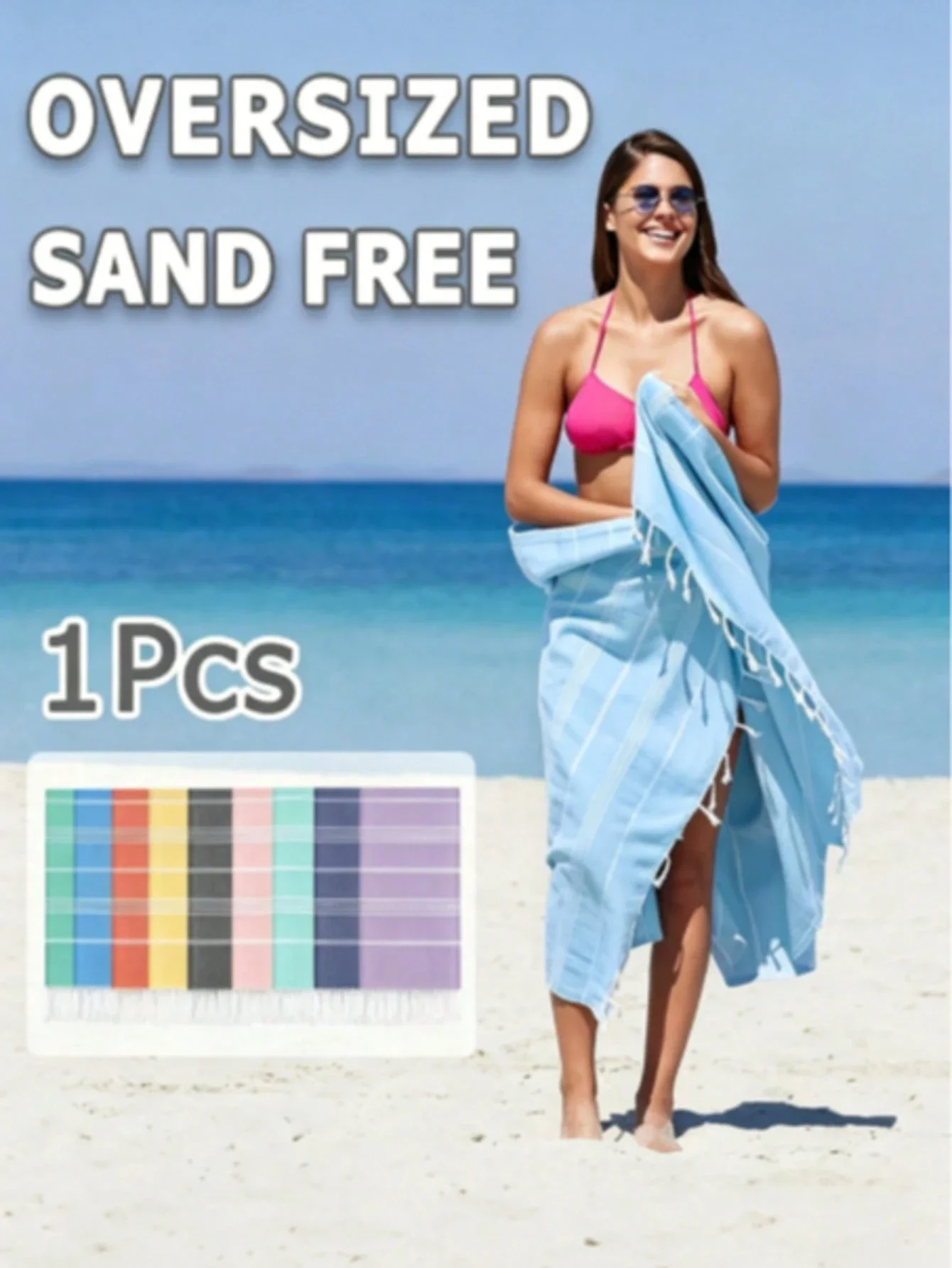 Striated Pool Swim Bath Towel Sand Free Quick Dry Oversized Sandproof Compact Lightweight Extra Large Adult Beach Towels
