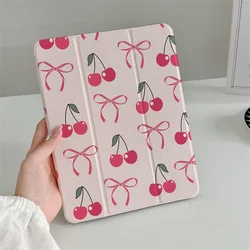 Cute Cherry Bow Tablet Case For iPad Pro 11 inch 2024 Air 2025 iPad Air 5/4 10.9 10 5/6/7/8 10.2 9.7 inch 10.5 mini 6/5/4 Cover