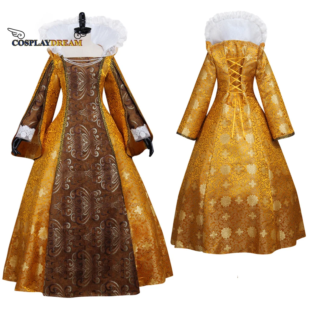 

Medieval Adult's Dress Cosplay Vintage Golden Medieval Evening Dresse Renaissance Tudor Wedding Ball Gown Dress Costume Cosplay