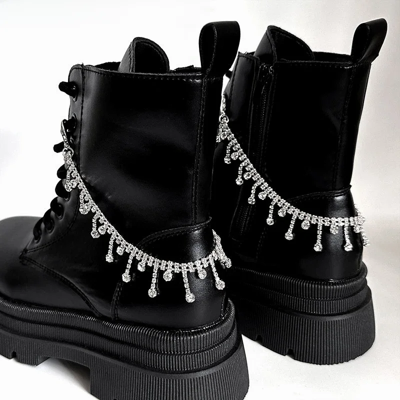 1 pièce Chaîne décorative de luxe en strass pour chaussures, accessoires pour chaussures en toile et bottes, crochet à pression DIY, bijoux de fête pour femmes
