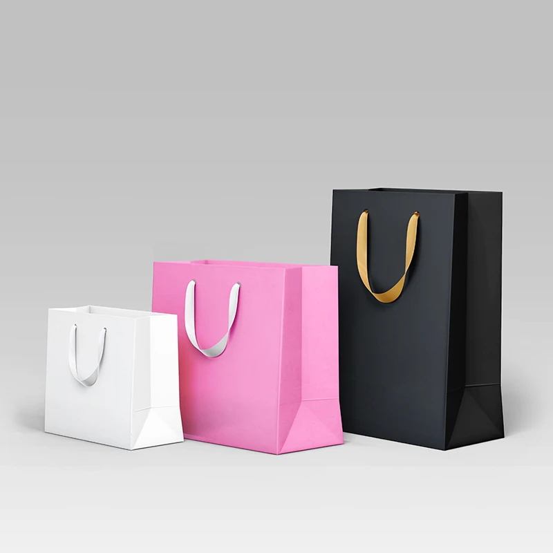 Paquete de 5/10/20/50 bolsas de papel con logotipo personalizado, bolsa de papel portátil con mango de peluca, bolsa de papel de almacenamiento de