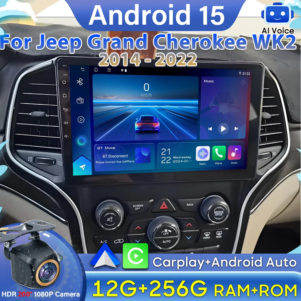 

Android Auto For Jeep Grand Cherokee WK2 2014 - 2022 Car Radio GPS Navigation Stereo Carplay Video No 2din 5G Wifi Autoradio DSP