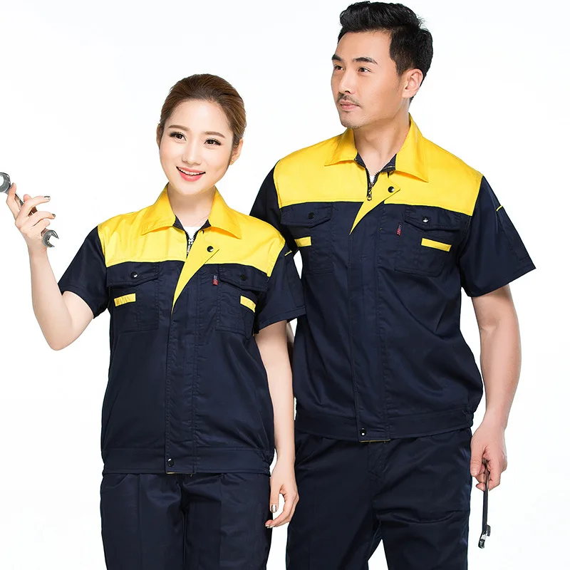 Mechanical Working Coverall Set Men\'s Summer Thin Work Clothes Workshop Worker Factory Clothes Auto Repair Engineering Uniform