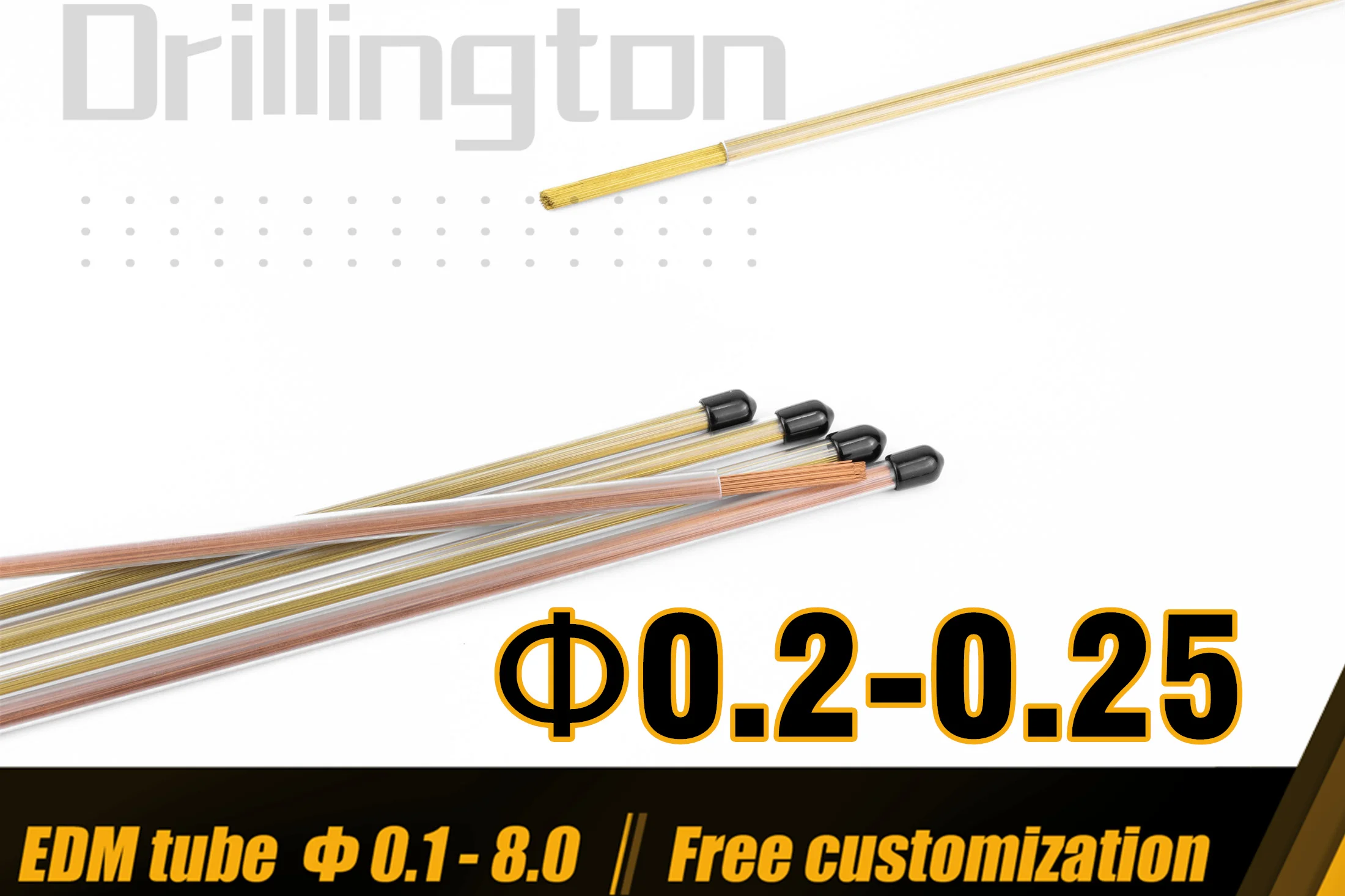 Drillington EDM Tube Brass Copper Tube High Precision 0.2mm - 0.25mm Single Hole Single Channel Electrode Tube for EDM Machine